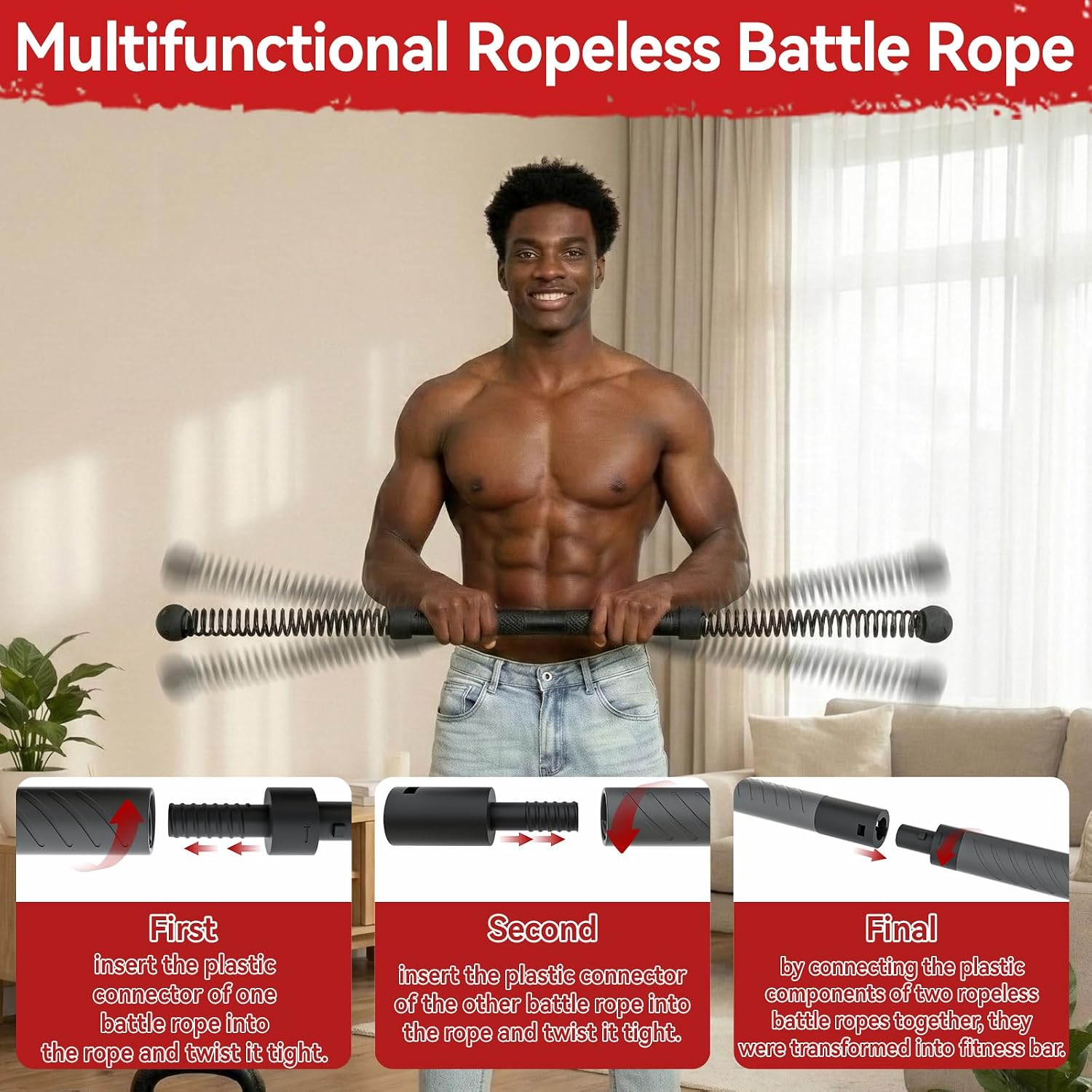 Crossfit Gym Gear - 2-in-1 업그레이드 무선 배틀 로프 파워